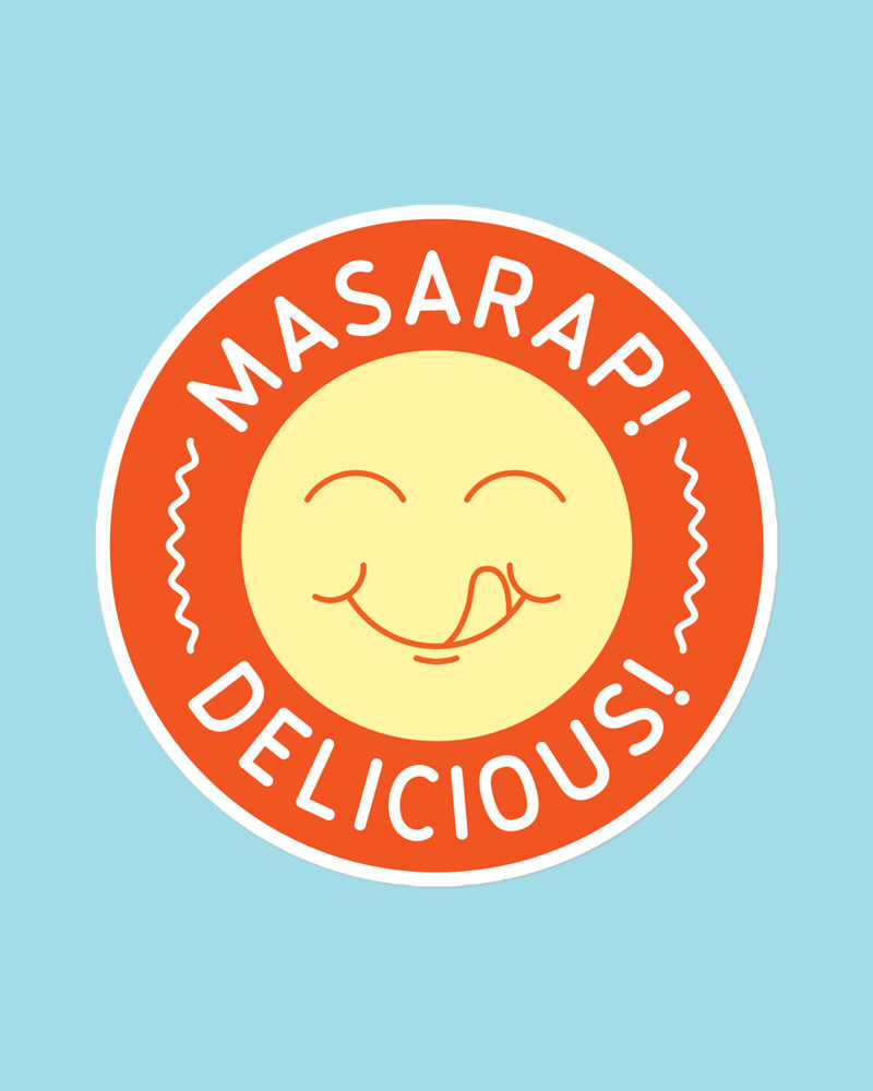 large sized sticker with orange design