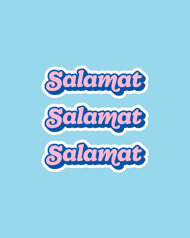 medium sized stickers with pink and blue design