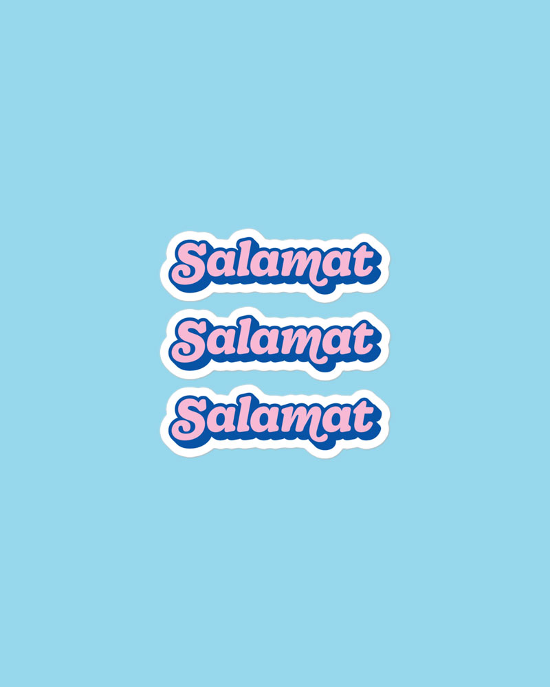 small sized stickers with pink and blue design