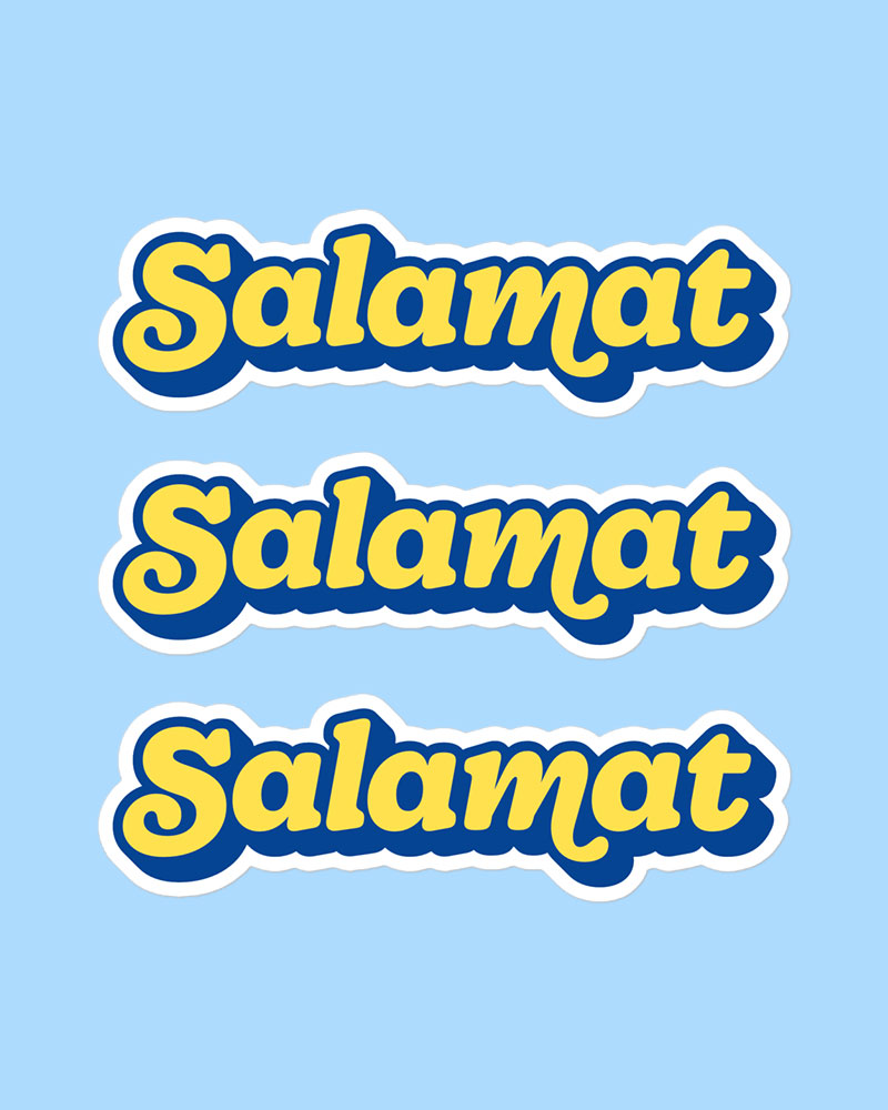 large sized stickers with yellow and blue design