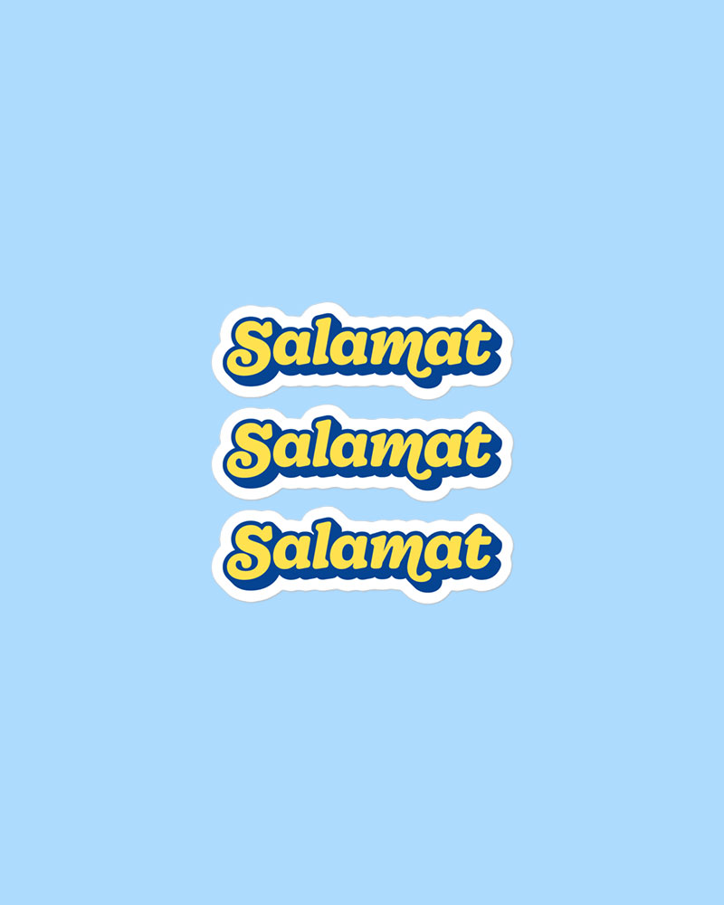 small sized stickers with yellow and blue design