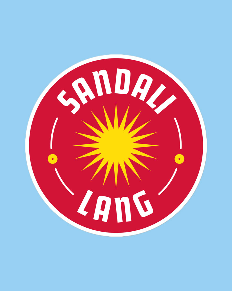 large sized sticker with red design