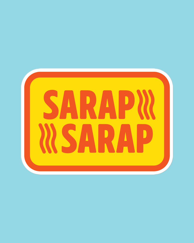 large sized sticker with yellow and red design