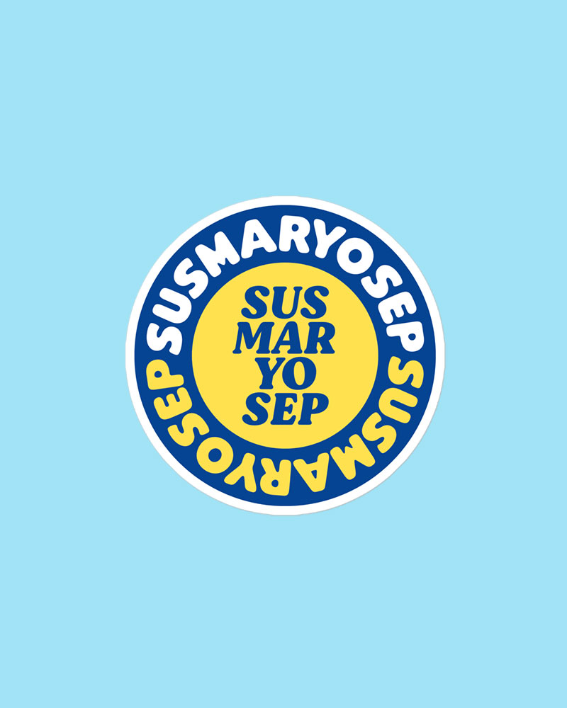medium sized sticker with blue design