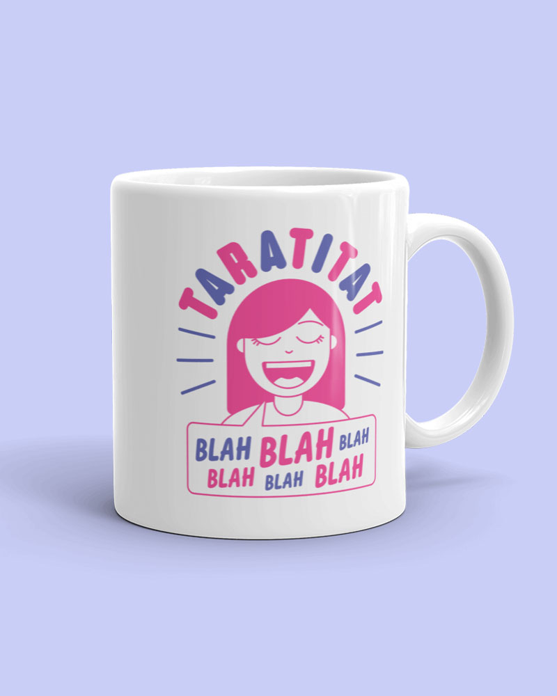 11 oz mug with pink and purple design