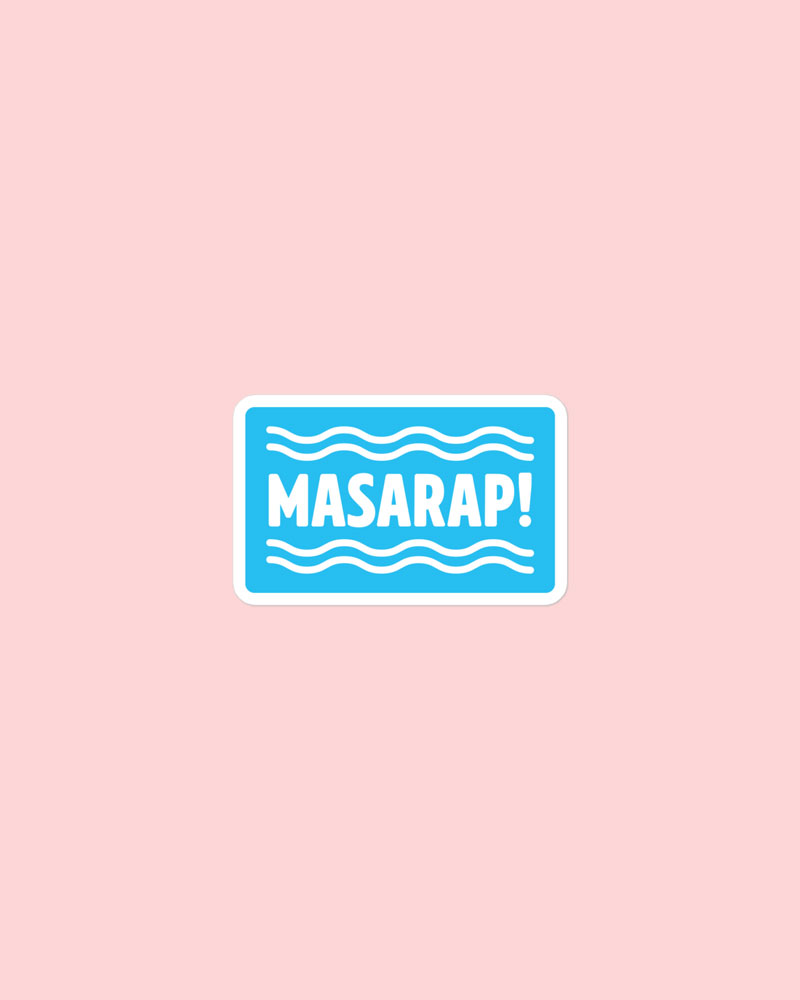 small sized sticker with blue design