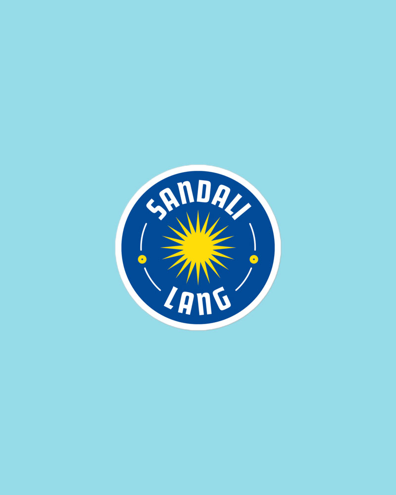 small sized sticker with blue design