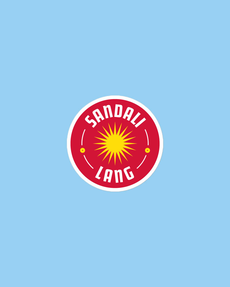 small sized sticker with red design