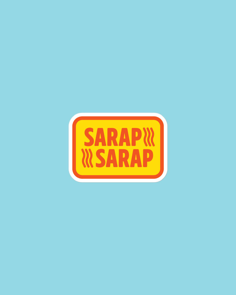 small sized sticker with yellow and red design