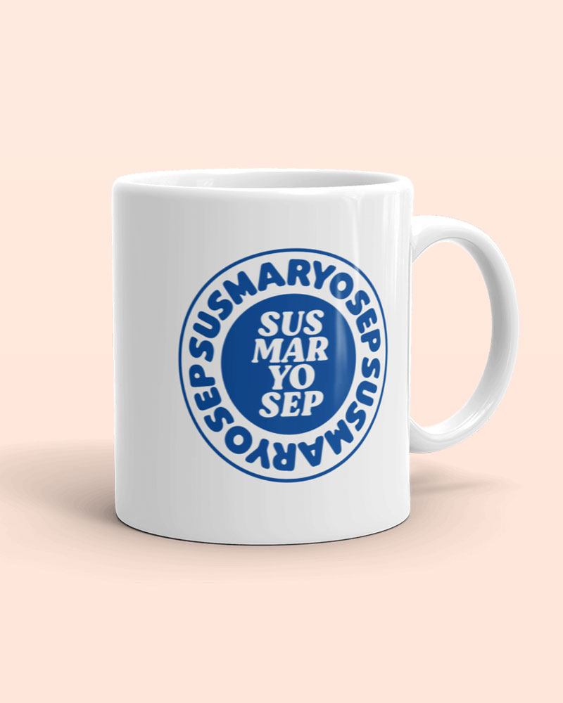 11 oz mug with blue design