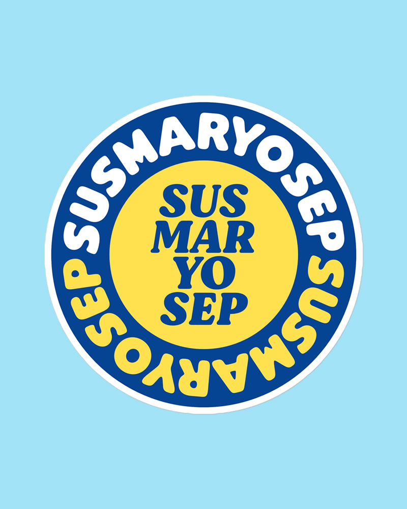 large sized sticker with blue design