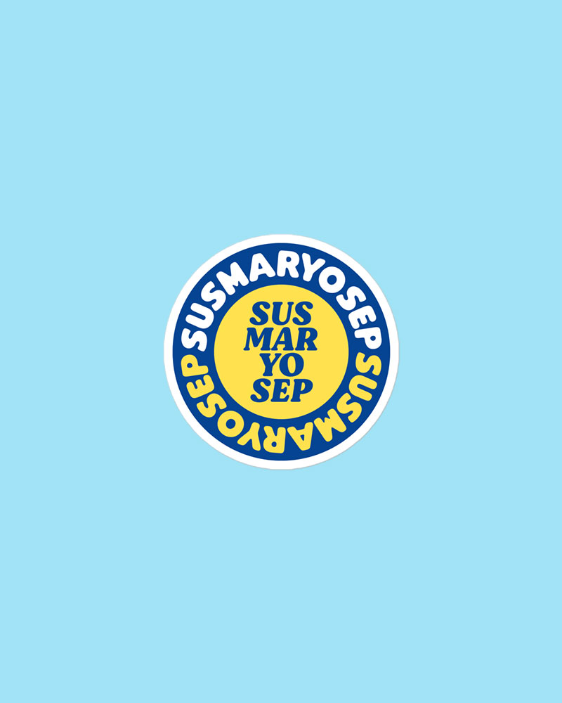 small sized sticker with blue design