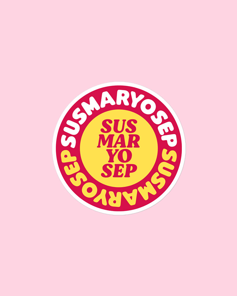 medium sized sticker with red design