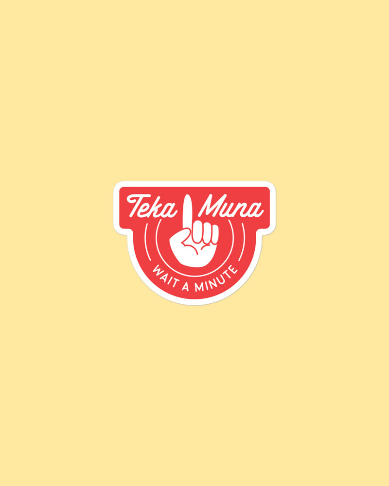 small sized sticker with red design